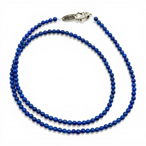 Sterling silver and lapis lazuli beads necklace 45cm