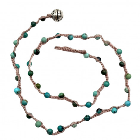 Sterling silver and turquoise beads necklace 45cm