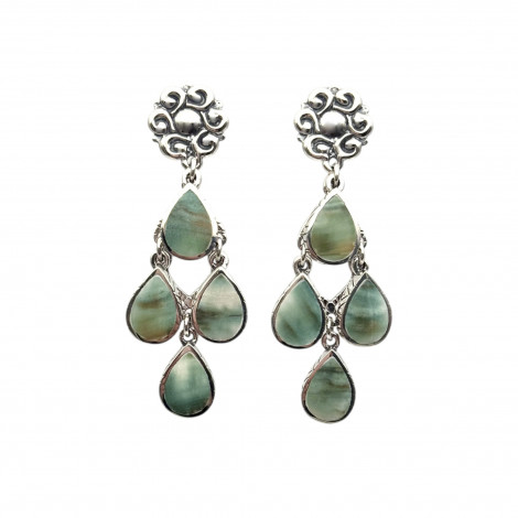 Sterling silver earrings with green shell