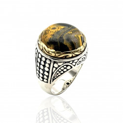 Bague Argent 925 et Laiton avec Jaspe Bourdon