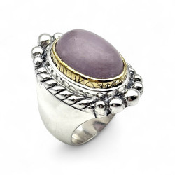 Bague Argent 925 et laiton avec kunzite