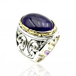 Bague Argent 925 et Laiton avec Pierre Semi-Précieuse