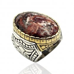 Bague Argent 925 et Laiton avec Pierre Semi-Précieuse