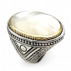 Bague Argent 925 et laiton avec pierres semi-précieuses