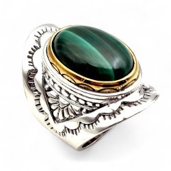 Bague Argent 925 et laiton avec pierres semi-précieuses
