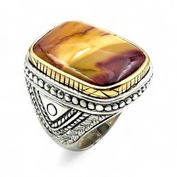 Bague Argent 925 et laiton avec pierres semi-précieuses