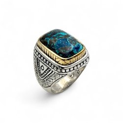 Bague Argent 925 et laiton avec pierres semi-précieuses