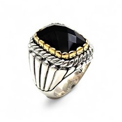 Bague Argent 925 et laiton avec pierres semi-précieuses