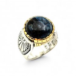 Bague Argent 925 et laiton avec pierres semi-précieuses