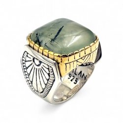 Bague Argent 925 et laiton avec pierres semi-précieuses