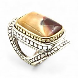Bague Argent 925 et laiton avec pierres semi-précieuses