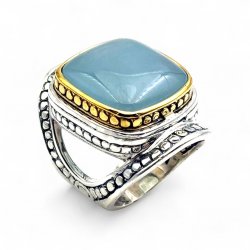 Bague Argent 925 et laiton avec pierres semi-précieuses