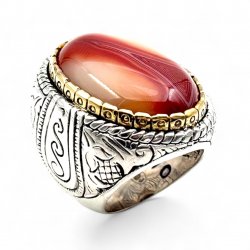 Bague Argent 925 et laiton avec pierres semi-précieuses