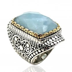 Bague Argent 925 et laiton avec pierres semi-précieuses