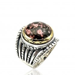 Bague Argent 925 et laiton avec pierres semi-précieuses