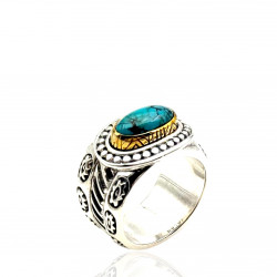 Bague Argent 925 et laiton avec turquoise