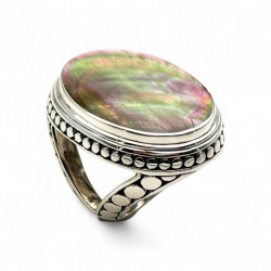 Bague argent 925 et nacre dorée