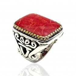 Bague Argent 925, Laiton et pierre semi-précieuse