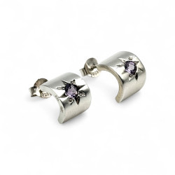Boucles d'oreilles argent et améthyste