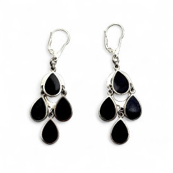 Boucles d'oreilles argent et nacre noire