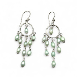 Boucles d'oreilles argent et perles vert clair