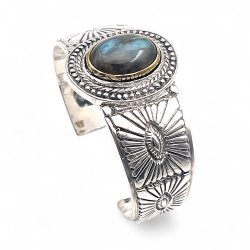 Bracelet Argent et Laiton avec pierre semi-précieuse