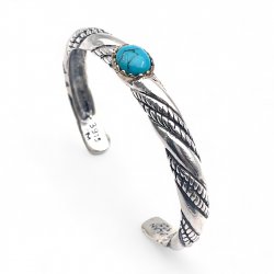 Bracelet Argent et Laiton avec pierre semi-précieuse