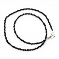Collier Argent 925 et perles d'onyx 40cm