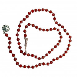 Collier Argent 925 et perles de cornaline facettées 45cm