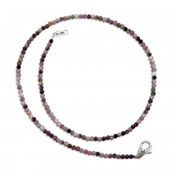 Collier Argent 925 et perles de tourmaline facettées 45cm