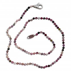 Collier Argent 925 et perles de tourmalines facettées 40cm