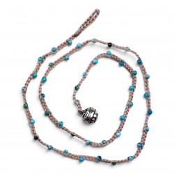 Collier Argent 925 et perles de turquoise facettées 45cm