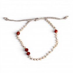 Peal and faceted carnelian beads bracelet