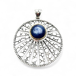Pendentif Argent 925, laiton et Cyanite