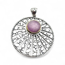 Pendentif Argent 925, laiton et Kunzite