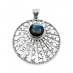 Pendentif Argent 925, laiton et Labradorite