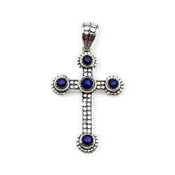 Pendentif Argent 925, Laiton et Lapis Lazuli