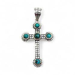 Pendentif Argent 925, Laiton et Turquoise