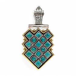 Pendentif en Argent 925, Laiton et Turquoise