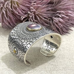 Silver and Brass bracelet with Porcelain Jasper