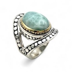 Silver and Brass Ring with Semi-Precious Stone