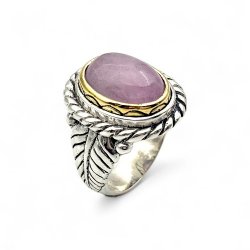 Silver and Brass Ring with Semi-Precious Stones
