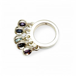 Silver and semi-precious stones ring - ARCHIVES COLLECTION