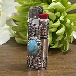 Silver and Turquoise Lighter Holder