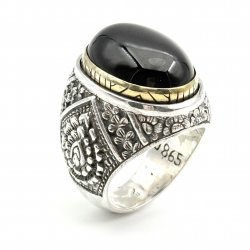 Silver & Brass ring with semi-precious stone