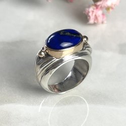 Silver, Gold and lapis Lazuli Ring - ARCHIVES COLLECTION