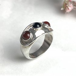 Silver Onyx and Carnelian Ring - ARCHIVES COLLECTION