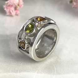 Silver Ring with Peridots and Citrins - ARCHIVES COLLECTION