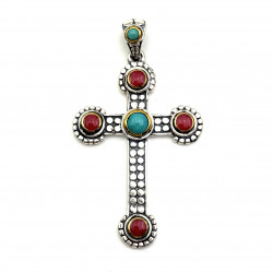 Silver & Turquoise cross pendant