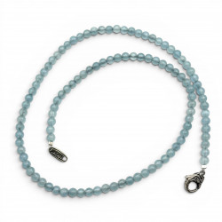 Sterling silver and aqua marina beads necklace 40 ou 45cm